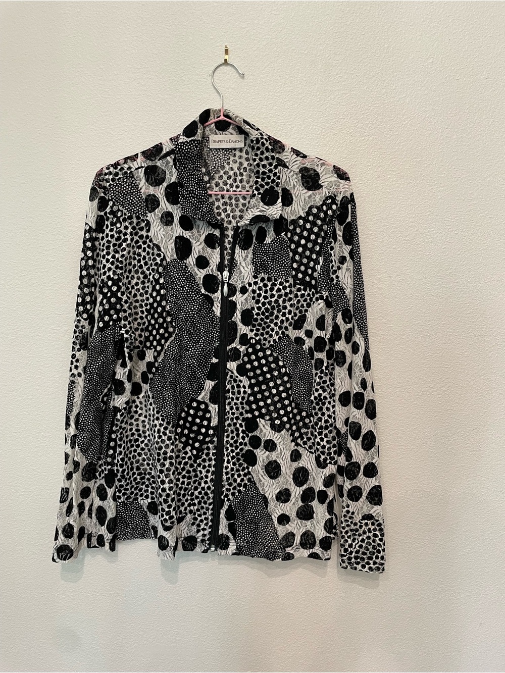 Drapers & Damon’s Black & White Polka Patchwork Zip Jacket